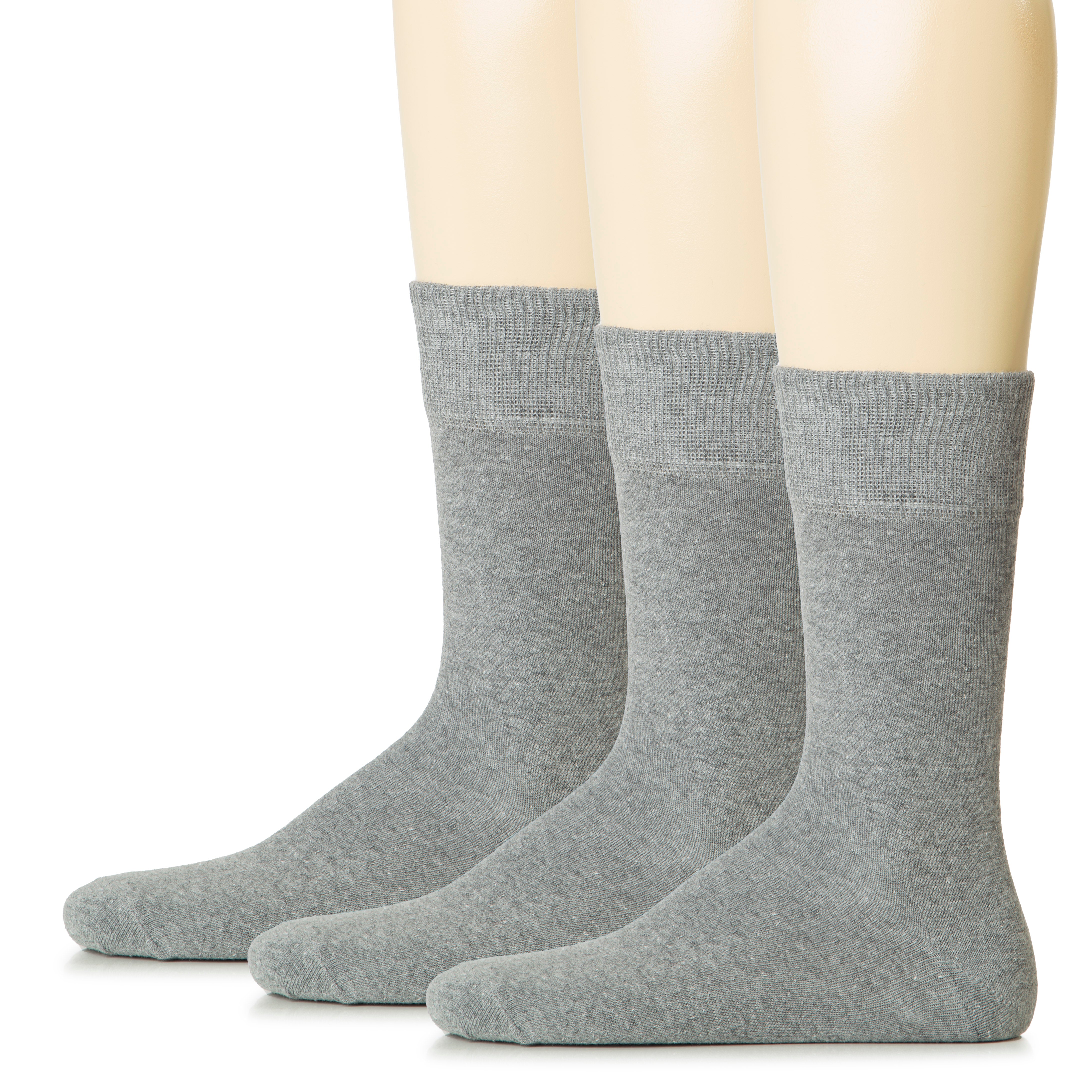 Hugh Ugoli Men Cotton Dress Socks XL / L / M / S Sizes, 3 Pairs | Shoe Size: 6-8 | Gray